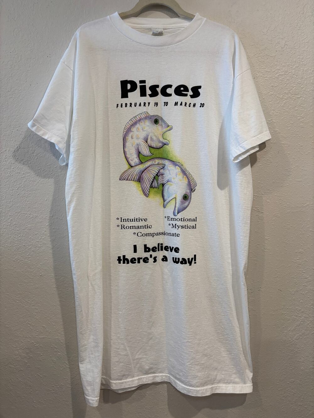 Vintage Katz Pisces T Shirt Dress Astrology Graphic Whimsical One Size